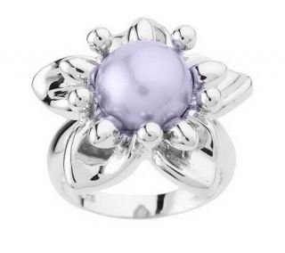 Honora Sterling Cultured Pearl 9.5mm Button Flower Ring —