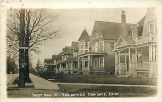 Oh Conneaut West Main Street Houses RPPC Early T88667