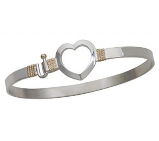 Open Heart Bangle, Sterling Silver/14K Yellow Gold —