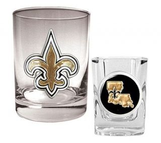 NFL New Orleans Saints Rocks & Shot Glass Set   K128428