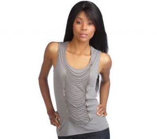 Pamela Dennis PCG Tank with Grosgrain and Chain Detail —