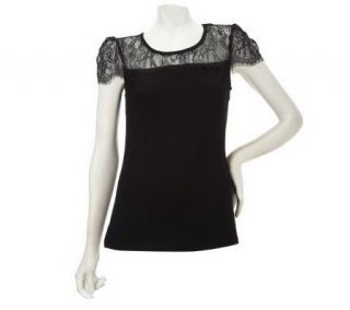 Nicole Richie Collection Knit Top with Lace Detail   A228711