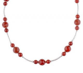 As Is Sterling Twist Design Faceted Carnelian Bead Necklace   J157515