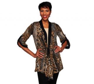 Attitudes by Renee Animal Print Jacket with Drawstring   A228617