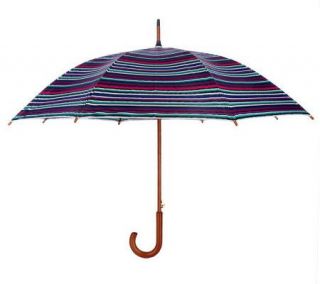 Dennis Basso Multi color Striped Umbrella with Wood Handle   A202740