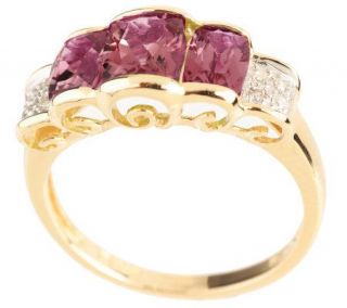 Stone Cushion Cut Gemstone and Diamond Accent Ring, 14K Gold
