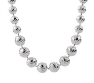 Arte dArgento 18 Sterling Graduated Ribbed Bead Necklace —