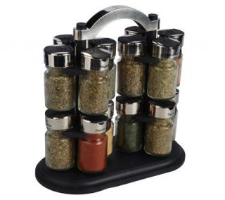 Olde Thompson 16 Jar Twin Carousel Spice Rack with Spices —
