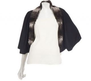 Mark of Style by Mark Zunino Knit Shrug with Faux Fur Trim —
