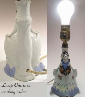 Old German Art Deco Porcelain Figurine Boudoir Lamps