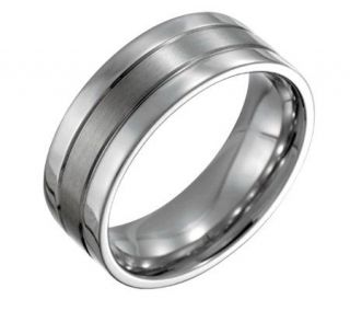 Forza Mens 8mm Steel Flat Satin Polished Ring —