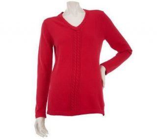 Liz Claiborne New York Cotton Cashmere Cabled Sweater —