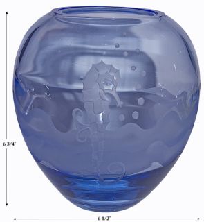 Tiffin Swedish Optic Copen Blue #510 Bowl / Vase With Seahorse Sand