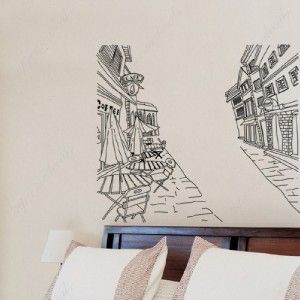 Street and Coffee Shop Removable Vinyl Art Wall Decals