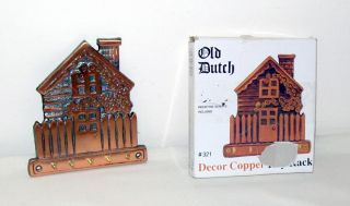 copper key rack holder log cabin nib