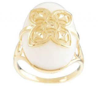 VicenzaGold White Agate Cabochon Overlay Ring 14K Gold —