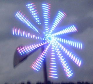 Copper Kinetic Wind Sculpture with 30 Red & Blue smd 3528 LED Lights