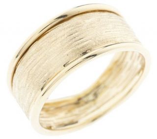 EternaGold Textured Band Ring with Polished Border 14K Gold — 