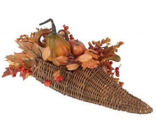 Pumpkin Cornucopia with Berries and Fruit by Valerie —