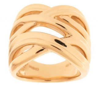 Bold Double Crossover Design Polished Ring 14K Gold —