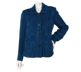 George Simonton Button Front Jacquard Jacket with Front Pockets