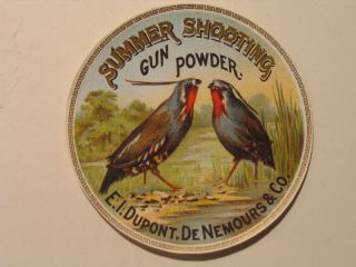 Vintage Summer Shooting Gun Powder Label Dupont Nice