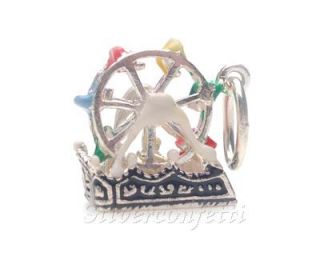 Sterling Silver Movable Ferris Wheel Colorful Seats State Fair Charm