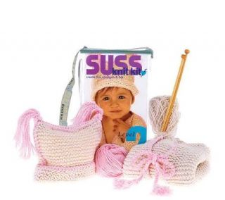 Suss Knitting Kit Baby Cardigan and Hat with Pink Trim Kit —