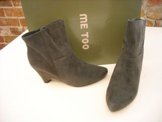 me too gray suede cori ankle wedge boots 6 new