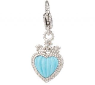 Judith Ripka Sterling Blue Turquoise Heart Charm —