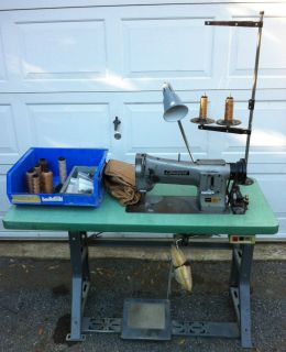 Consew 206RB 2 Industrial Sewing Machine 110v Motor w/ Stand & Extras