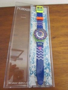 1992 GENUINE SWATCH WATCH SCUBA 200 BOXED NEW NEVER USED 2 OF 3