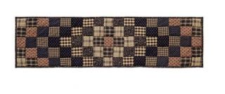 Primitive Country COLFAX 48 Quilted Table Runner Black, Tan, Brown