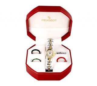 Peugeot Womens Five Interchangeable Bezels Watch Gift Set —