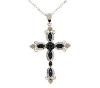 30 ct tw Sapphire & Diamond Accent Sterling Cross Pendant — 