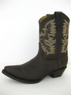 Womens Ladies Short Brown Authentic Leather Sexy Western Cowboy Boots
