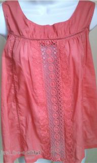  Peek A Boo Lace Willi Smith Blouse Top Coral Sleeveless s Small
