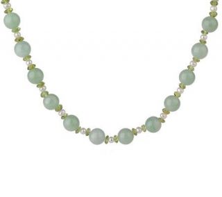 Chinese Jade Divine Guidance Peridot & Cultured Pearl 18 Necklace