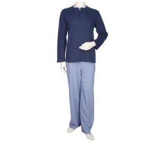 Stan Herman Mens Thermal 2 Piece Pajama Set —