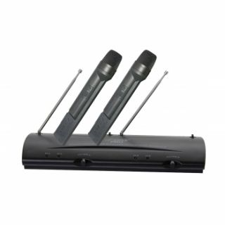 DJ Dual Cordless VHF 2 Channel Microphone System with 2 Mics Volume
