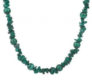 Sterling Malachite Chip & Bead 36 Necklace
