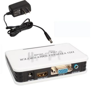  PC Cable VGA Audio Video to HDTV HDMI Converter Box Adapter