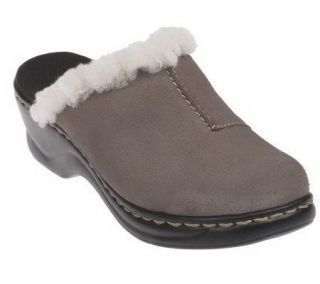 Clarks Bendables Lexi Carousel Suede Clogs w/ Shearling   A217636