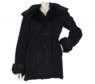 Centigrade Faux Shearling Coat with Faux Fur Trim   A218836