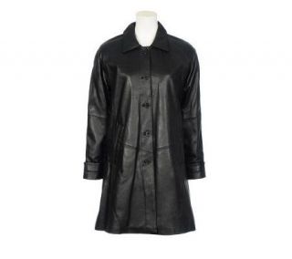 Excelled Lamb Leather Swing Coat —