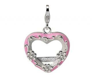 Amore La Vita Sterling Dimensional Pink Heart Photo Charm —