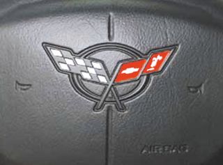 C5 Corvette Steering Wheel Emblem Decal Factory Color Red