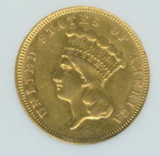 1878  $3.00 Indian Princess Head  Three Dollar Gold Coin