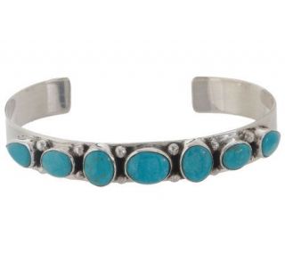 Native American Artisan Crafted Sterling Small Turquoise Cuff