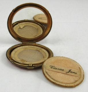 Art Deco Powder Compact Clarice Jane Vintage by Elgin Red Gold